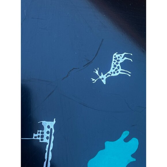 Couroc of Monterey Great Lakes Black & Teal Tray Coin Inlays Nautical Graphics - Picture 10 of 16